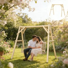 Swing stool, porch swing, courtyard garden, outdoor swing, natural wood