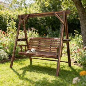 Porch swing, terrace swing, garden swing, carbonized brown(with bracket)