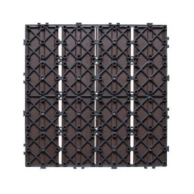 Interlocking Deck Tiles Plastic Wood, 27 Pack,12"x12" 27 sq. ft Waterproof Outdoor Flooring All Weather Use
