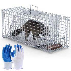 1Pc 25.59Inch Live Humane Animal Trap For Spring Summer Cage Heavy Duty Folding Catch And Release Rodent Cage For Rabbit Squirrel Possum Skunk Ki (Option: 1Pc)