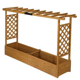 Raised Garden Bed with Trellis, Hanging Roof, Planter Box, Drainage Holes, Vertical Plant Container for Vine Climbing Plant Flower (title: default title)