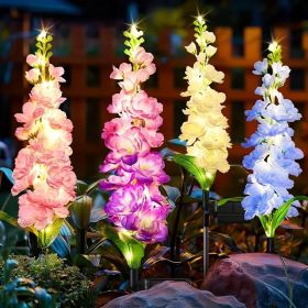 4 Pack Solar Delphinium Flowers Lights, Solar Garden Lights, For Outside Wedding Party Garden Yard Patio Lawn Decor And Gift For Women (Quantity: 4pcs)